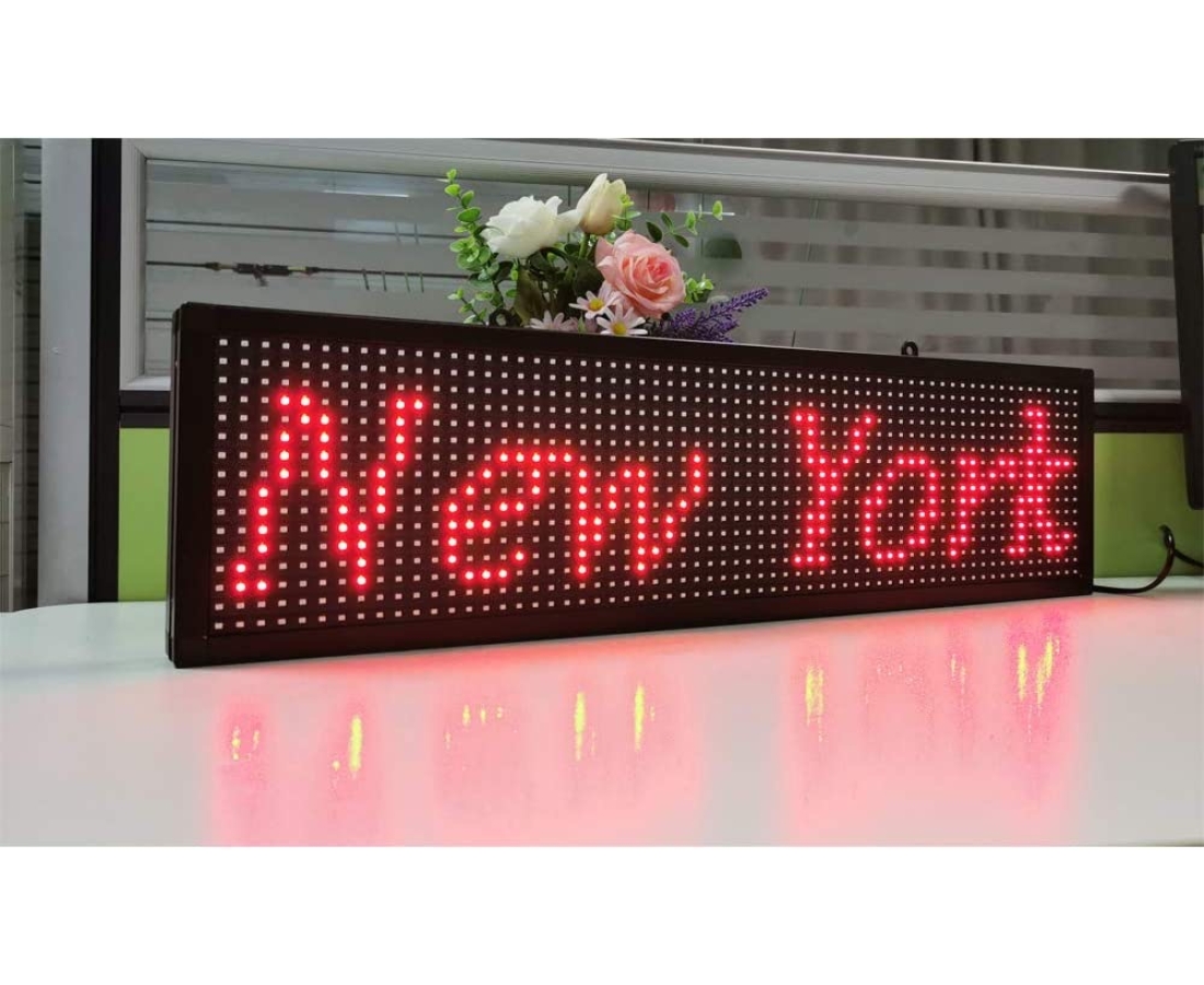 P10 LED Single Color Sign 26''x8'' Scrolling Message LED Sign for Business Programmable Display Message Rolling (Red)